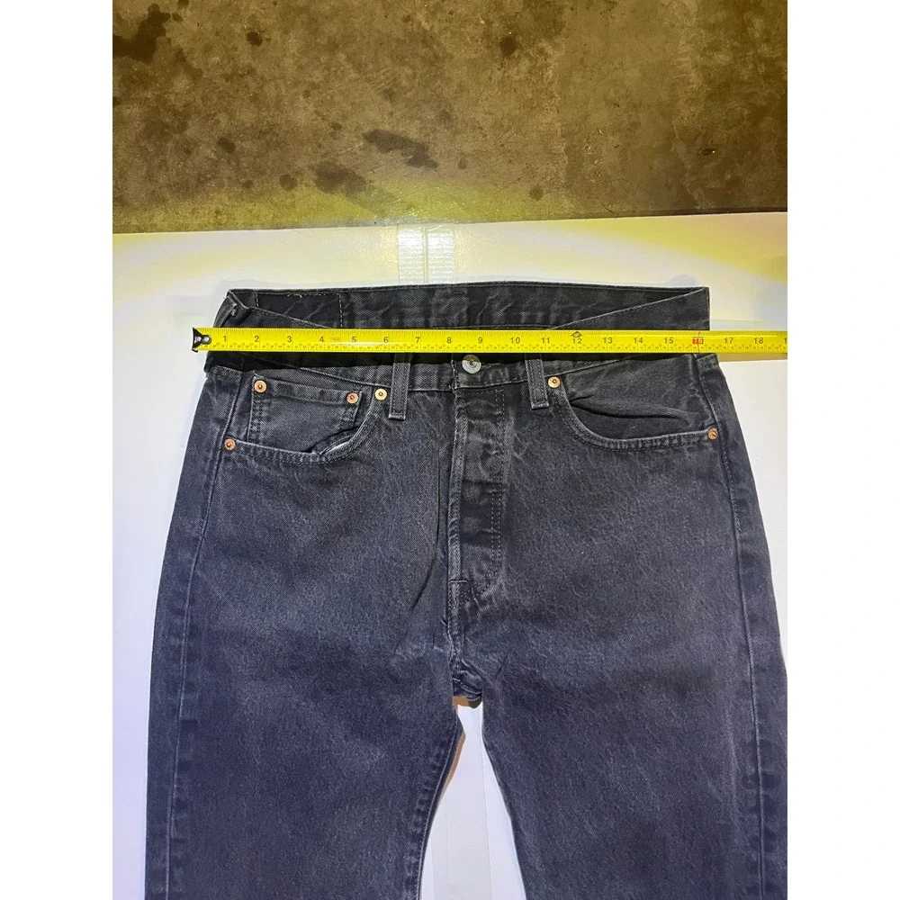Levis 501 Mens Vintage Faded Black Straight Leg Button Fly Jeans 33x32
